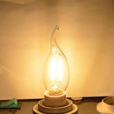 LED C35 Flame Candle Light Bulb 4W E12 Amber Glass Decor Lamps