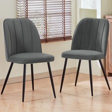 Image of Set of 2,4,6 Velvet Suede Dining Chairs Upholstered seat Ergnomic with Metal Leg