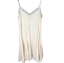 Urban Outfitters Slip Dress Medium Lace Trim Gathered V Neck Mini Cream