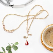 Gold Rose Necklace for Women Trendy Aesthetic Pendant Preppy Jewelry