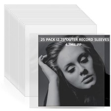 25 Clear Vinyl Record Sleeves Outer - 4.7 Mil 12.75 x 12.75, Transparent