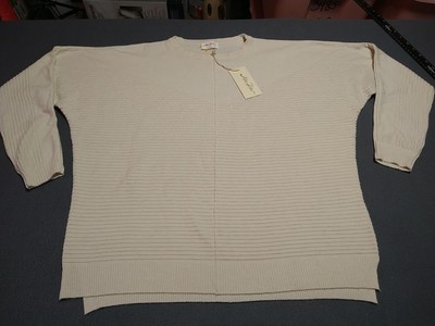 Allie Rose Sweater Ladies M Cream Soft Long Sleeve Ribbed Evening Stretch Lite