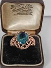 Vintage 1990-s 14 Ct Rolled Gold Aquamarine Ring Size UK P 1/2 US 8 Hallmarked!