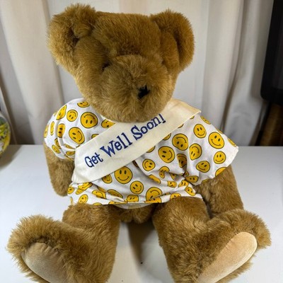Vermont Teddy Bear Co Get Well Soon plush teddy bear Smiley Gown 15 
