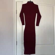 Burgundy Knit Turtleneck Sweater Dress   Long Sleeve Midi   Fall/Winter