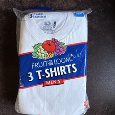 Vintage Fruit of The Loom Crew Neck White Cotton T-Shirt 3 Pack, size Large
