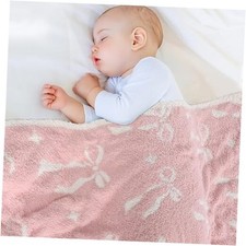 Baby Blanket   Cozy Knitted Bow Throw for Baby Girls, Nursery 30x40 Pink Bow