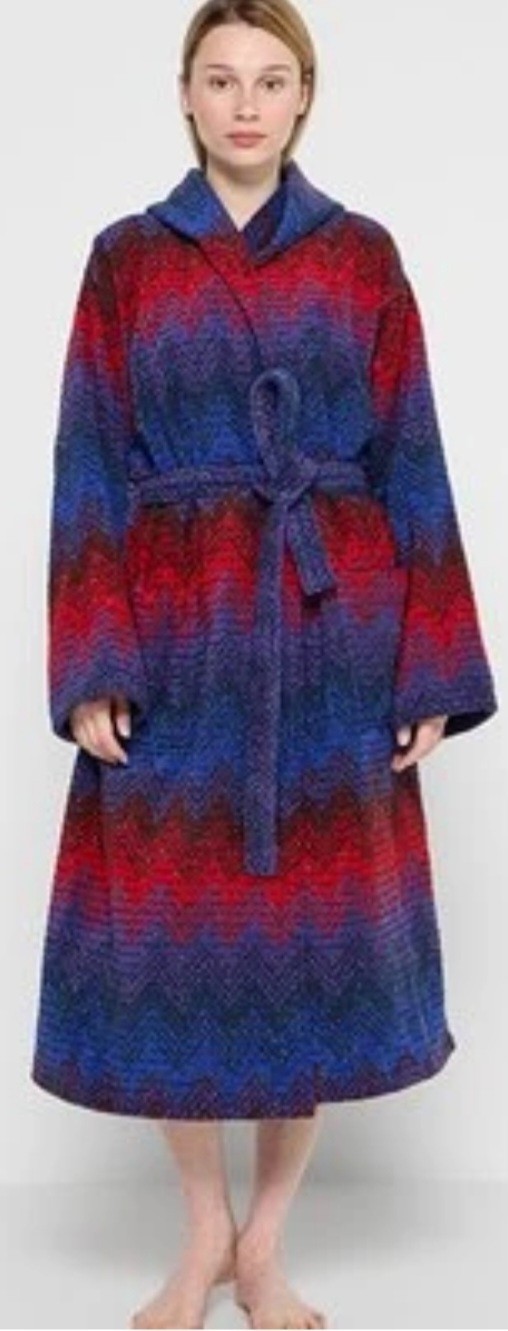 Missoni Starlight Red Blue Hooded Bathrobe Large Rrp £370 #AS900 image 3