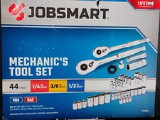 Jobsmart 44pc Mechanic's Tool Socket Set SAE MM Set 3/8" 1/2" Ratchet Home Auto