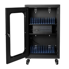 30-Device Mobile Charging Cart Cabinet Storage For Chromebooks Tablets Laptops