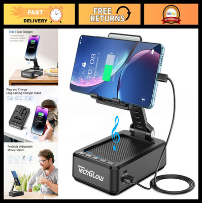 Foldable Cellphone Stand with Bluetooth Speaker & Charger - Cool Tech Gifts for