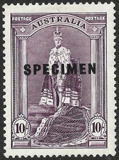 Australia 1937-49 KGVI 10s Dull Purple SPECIMEN  SG.177s Mint (Hinged) Cat:&pound;35