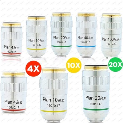 4X 10X 20X 40X 100X Biological Microscope Plan Achromatic Objective Lens160/0.17