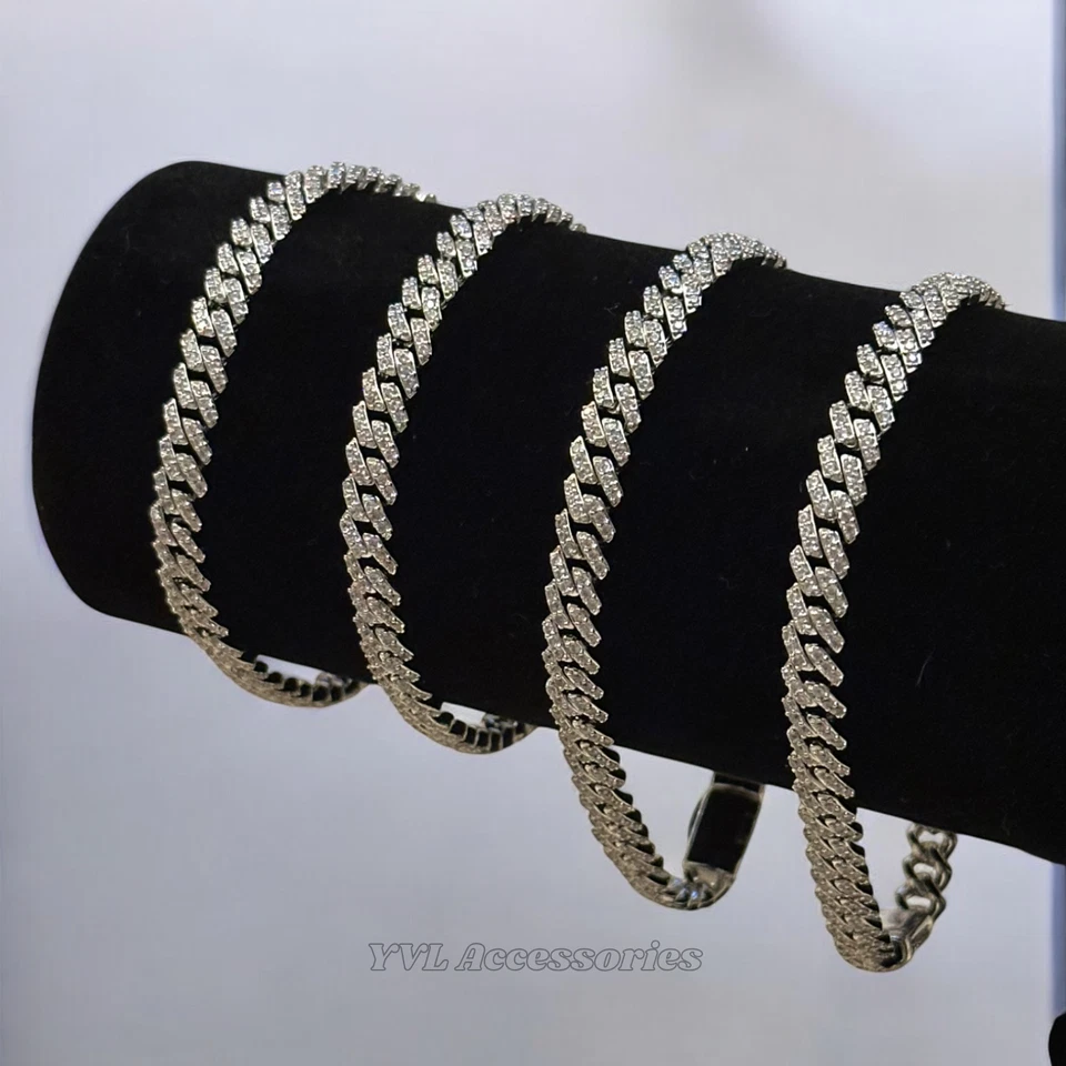 Pulsera de eslabones cubanos Moissanite 8 mm - ICED OUT VVS1 - Certificado Gra + Probador de paso Foto 4 de 4