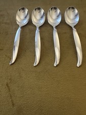 Set Of 4 1847 Rogers Bros Flair Silver Plate Oval Soup Spoons Flatware 6 3/4  