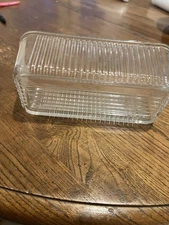 Federal Glass ribbed refrigerator dish. Made between 1900s and 1980s.  2 Chips