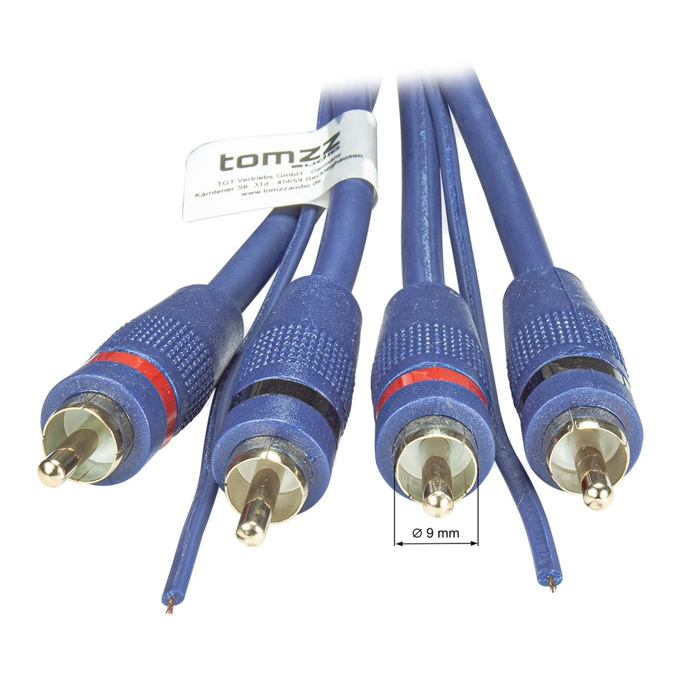 Cavo RCA professionale 5m 2 schermi blu con linea remota amplificatore autoradio - Immagine 3 di 3