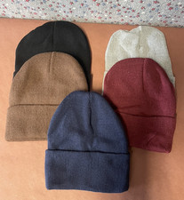 5 Pack Winter Beanies, Unisex, Cuffed Knitted Skull Cap