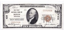 $10 1929 T1 National RIPON Wisconsin WI 🇺🇸 Better Grade 🇺🇸