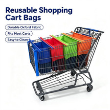 Foldable Mesh Trolley Shopping Bags 4 Pack Reusable Grocery Cart Organizer
