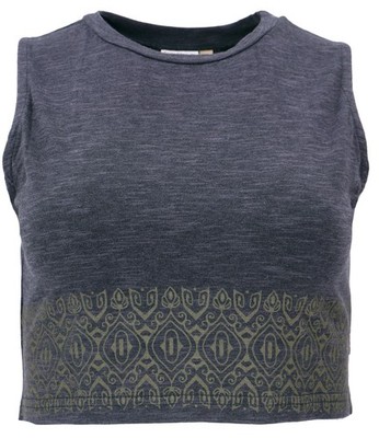 Kurzes Top, bedrucktes Yoga Top, Yogatop aus Bio-Baumwolle - anthrazit