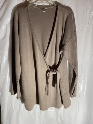 J. JILL PUREJILL Size M tall Netural Mocha Mousse Wrap Front Sweater