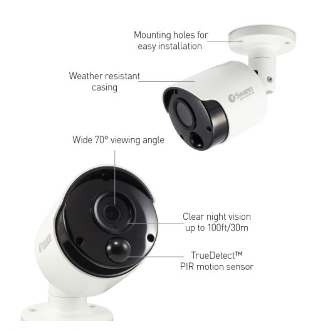 Swann SUPER HD Bullet Camera PRO-5MPMSB-P CCTV Thermal Sensing 1080p PIR 5MP