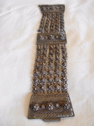 PULSERA YEMENITA DE FILIGRANA DE PLATA ESTERLINA - HECHA EN ERETZ ISRAEL PALESTINA - Imagen 8 de 12