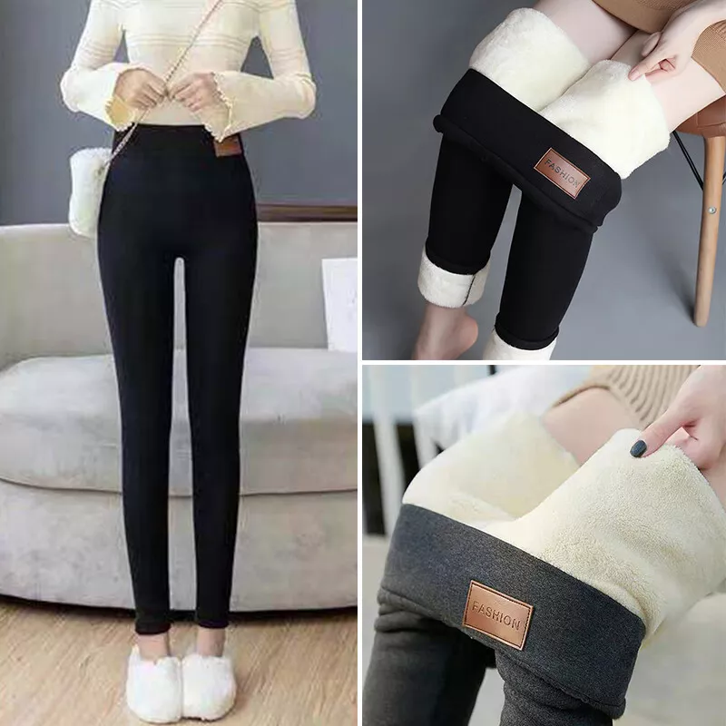 Womens Winter Thermal Leggings Pants Fleece Lined Trousers High Stretchy