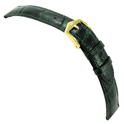 12mm Hirsch Duke Emerald Green Alligator Grain Genuine Leather Ladies Watch Band