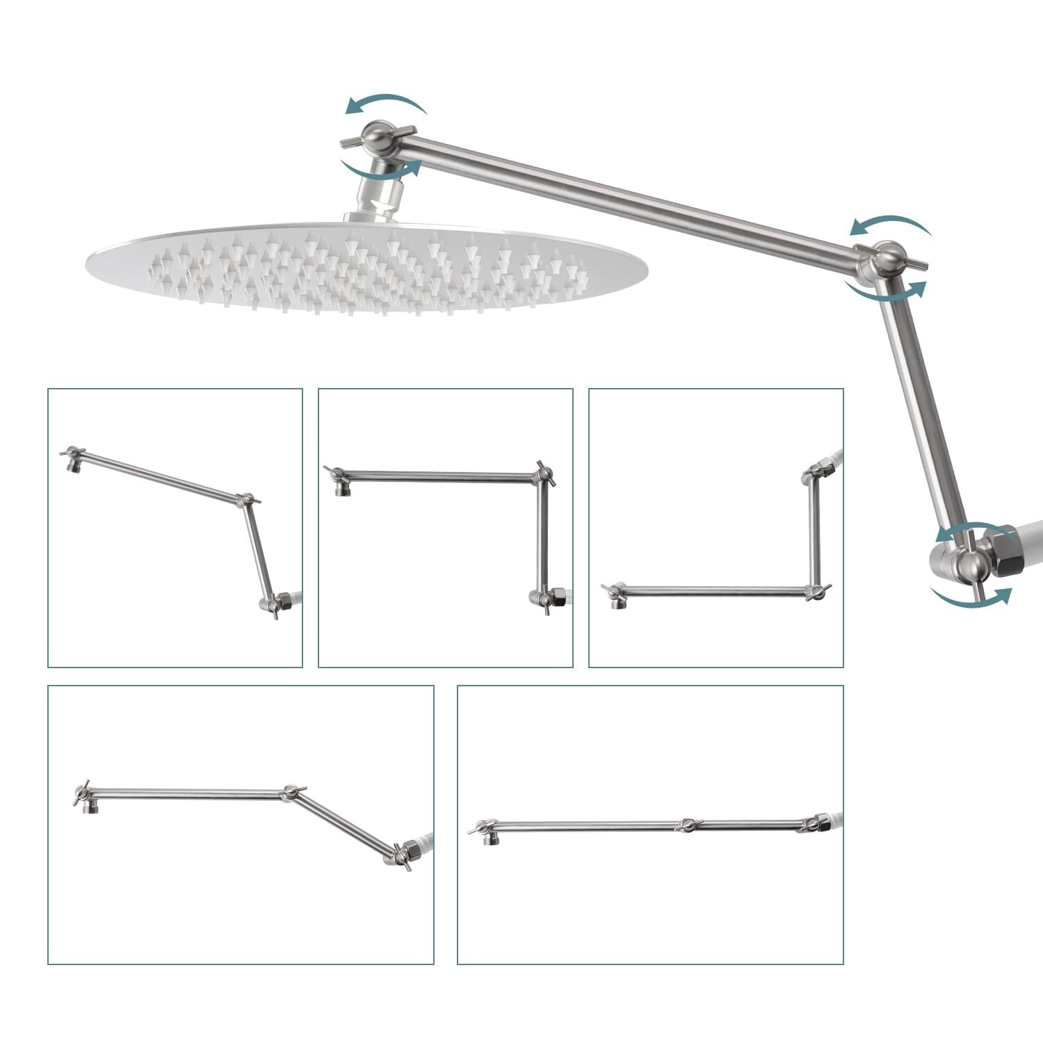 Adjustable Shower Head Extension Arm, 16" Brass Shower Head Extender G 1/2" US