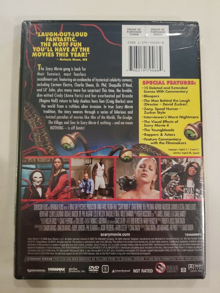 Scary Movie 4 (DVD, 2006, Unrated, UNCENSORED, Full Frame Edition) brand  new 796019794664 | eBay