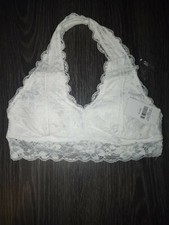 Girls justice lace halter bralette size 32 new white Removable Lining
