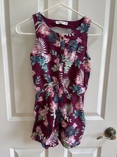 Abercrombie Kids Shorts Romper jumpsuit Wine Floral Sz 11/12 Adorable