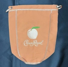 Crown Royal Peach Orange Drawstring Bag 750ml Fully Embroidered Graphic Logo NEW