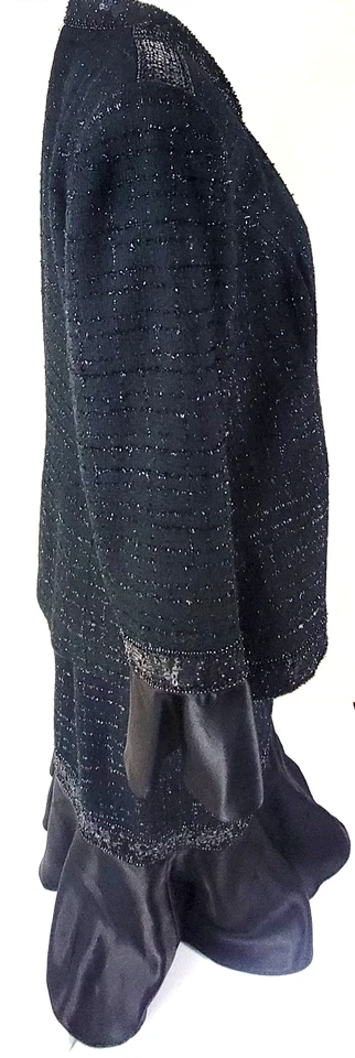 Trajes de Tango Traje Negro Conjunto Falda Estrás Cierre Volantes Mujer Talla 12 Foto 3 de 4