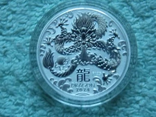 2024 Australian Silver Lunar Series III Dragon 1/2 ounce BU (from rolls)