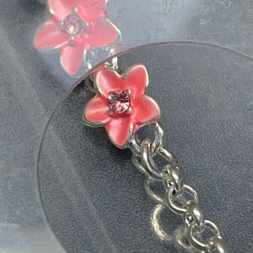Hawaiian Plumeria Flower Pink color Cz Bracelet Anklet 7.5-10” Hawaii Jewelry