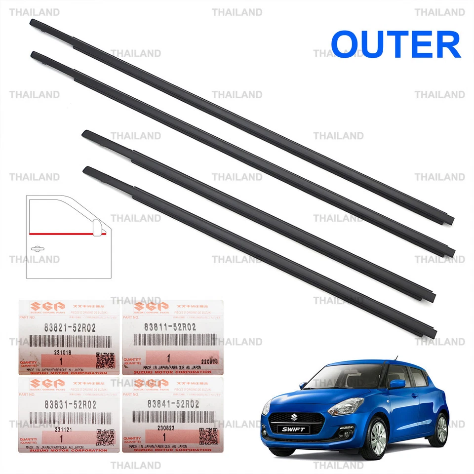 Juego de cinturón de puerta exterior de 4 puertas para Suzuki Swift 5 puertas hatchback 2018-2023 Foto 3 de 4