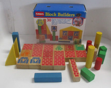 Vintage 1986 Playskool Block Builders 30 Real Wood Original Box COMPLETE
