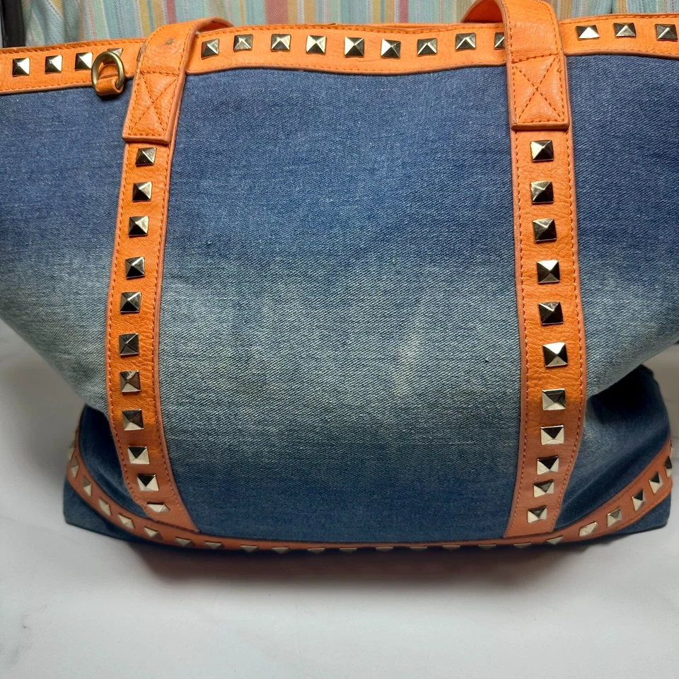 Революция большой джинсовой ткани с заклепками сумка с короткими ручками наплечная сумка в горошек подкладка - Изображение 4 из 4