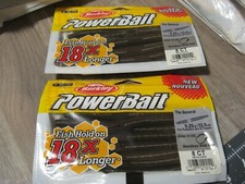 2 Packs 5.25" General Stick Worm Soft Fishing PowerBait Grn Pumpkin Grn & Purple