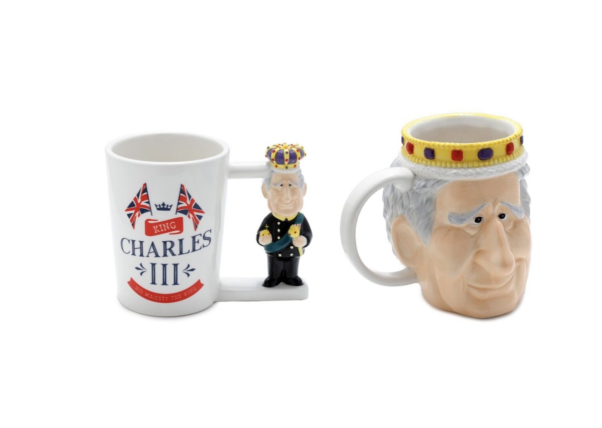 King Charles III Keramik-Tasse In Kopfform | Lebensmittelecht | Deko & Nutzung | Aus Dolomit-Keramik