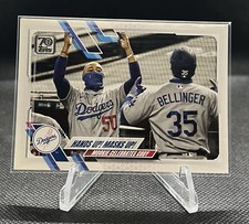 2021 Topps Series 1 Hands Up! Masks Up! #303 Betts/Bellinger LA Dodgers