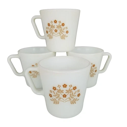 Pyrex Corningware Summer Impressions Flower Ginger Brown D Handle Coffee Mug