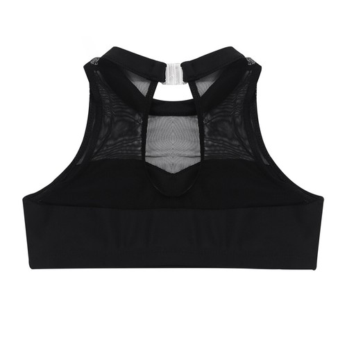 Kids Girls Dance Sport Yoga Bra Workout Tank Tops Mesh Sweetheart Chest Top - Picture 7 of 48
