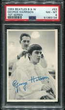 1964 Beatles B&W 1st Series PSA 8 #53 George Harrison Rookie Card Topps Haircut