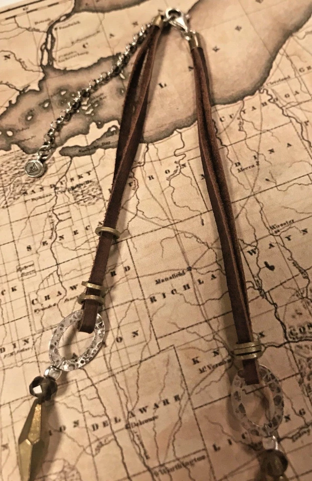 Colar de esterlina Silpada com latão N3109 topázio esfumaçado e vermelhão - Imagem 2 de 2