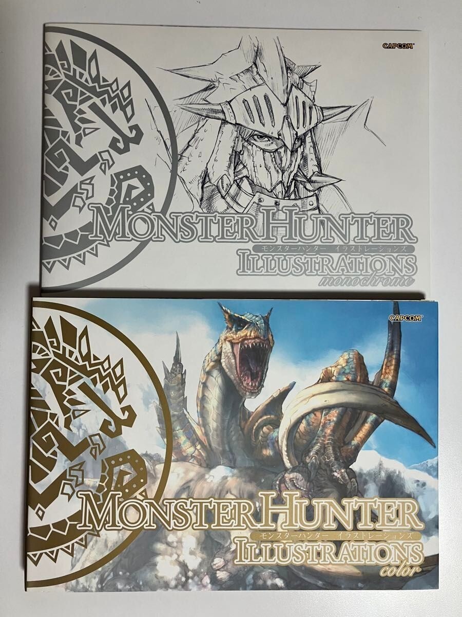 CAPCOM Monster Hunter Illustrations 1 & 2 Set Art Book Good
