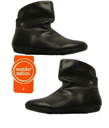 Wonder Nation schwarze Slouch Stiefel Mädchen Größe 4 neu mit Etikett - Bild 1 von 6